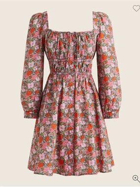 JCrew Cinched Waist Organic Cotton Dress Liberty Meadow Song Print, size 10, NWT